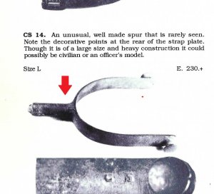  Confederate Cavalry Spur - Strap Studs and Raking Rowel Type