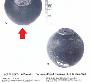 Federal 6-Pounder Case-Shot Shell with Bormann Time Fuze