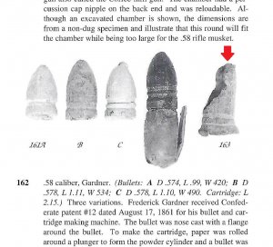 Confederate .58 Caliber Gardner "Blow-Thru" Bullet