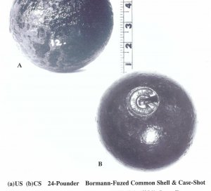 24-Pounder Case-Shot Shell with Bormann Time Fuze Remnants