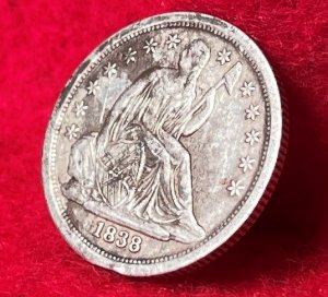 Excavated Seated Liberty Silver Dime - Dated 1838