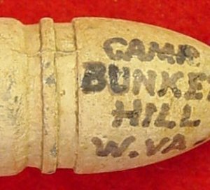 Confederate .58 Caliber Gardner Bullet with Mac Mason Writing 