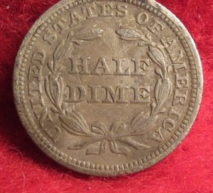 Excavated 1845 Seated Liberty Half Dime