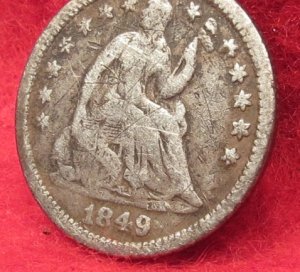 Excavated 1849 Seated Liberty Half Dime