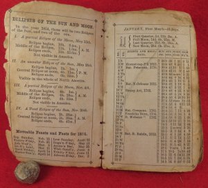 1854 Pocket Almanac & Diary