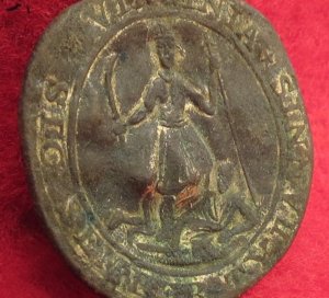 Virginia State Seal Coat Button - Flattened