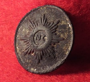 North Carolina "Sunburst" Coat Button with Shank - NC 14 - Rare 17mm Size