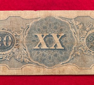 Confederate Twenty Dollar Note - 1862