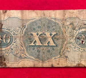 Confederate Twenty Dollar Note - 1863 - CC