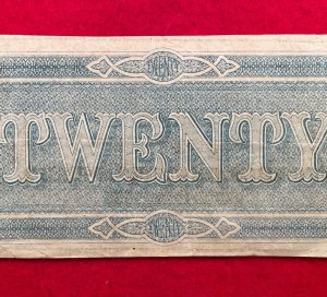 Confederate Twenty Dollar Note - 1864