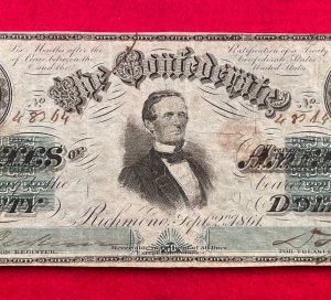 Confederate Fifty Dollar Note - 1861 - CC