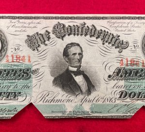 Confederate Fifty Dollar Note - 1863 - COC