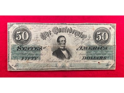 Confederate Fifty Dollar Note - 1862