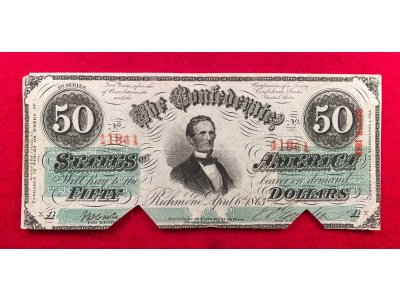 Confederate Fifty Dollar Note - 1863 - COC