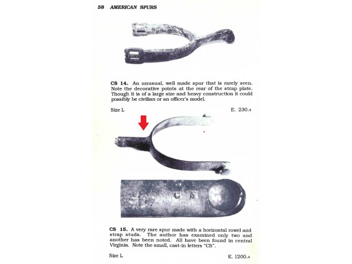  Confederate Cavalry Spur - Strap Studs and Raking Rowel Type