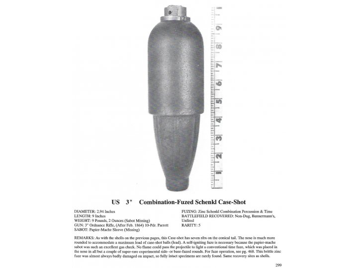 Federal 3-Inch Schenkl "Case-Shot" Shell with Combination Percussion and Time Fuze