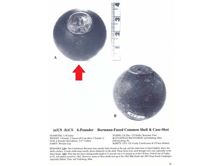 Federal 6-Pounder Case-Shot Shell with Bormann Time Fuze