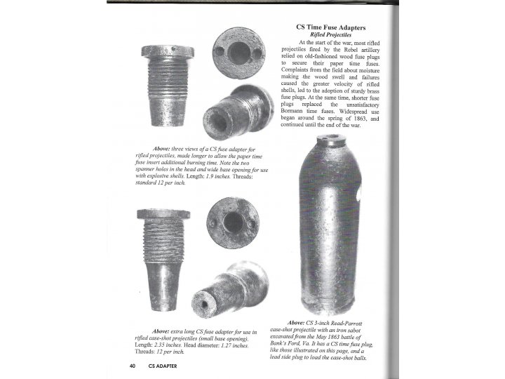 Confederate Fuze Adaptor for Rifled Projectile