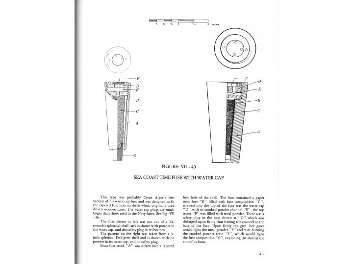 US 8 inch Shell with US Army Seacoast Defense Watercap Fuse