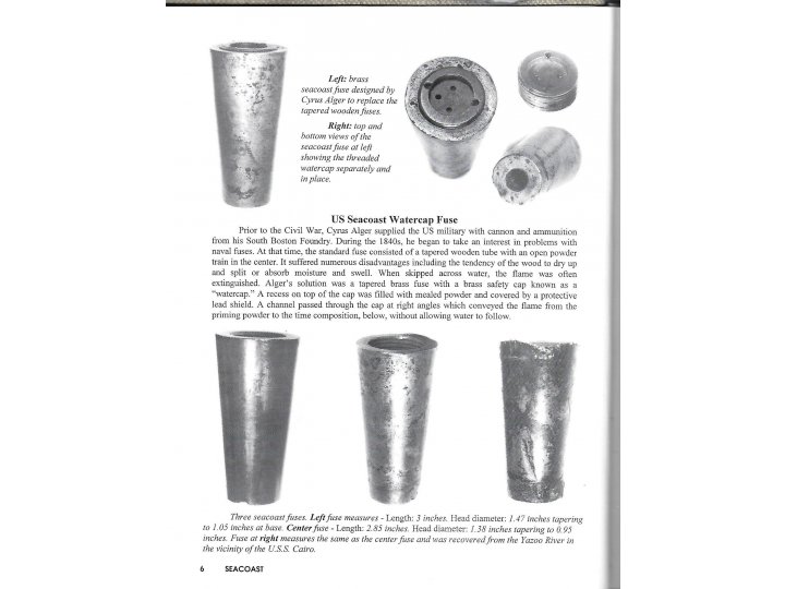 US 8 inch Shell with US Army Seacoast Defense Watercap Fuse