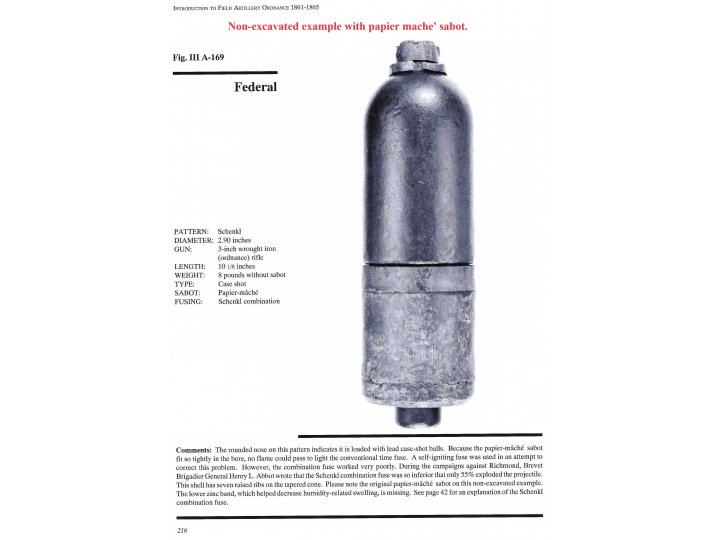 Federal 3-Inch Schenkl "Case-Shot" Shell with Combination Percussion and Time Fuze