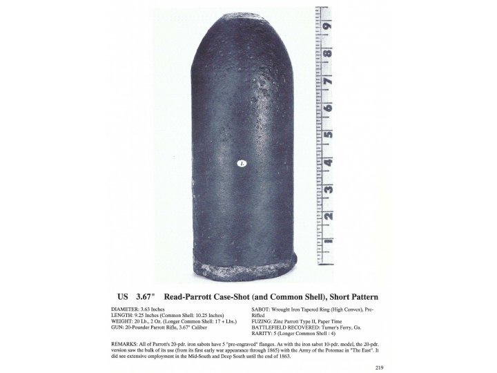 Federal 3.67-Inch Read-Parrott Shell (20 Pounder)