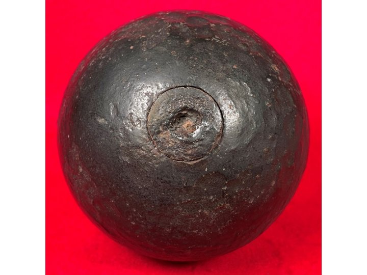 Confederate 12-Pounder Shell with Wood Fuze Plug and Packing Tow