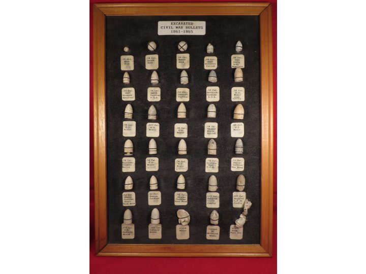 Framed Civil War Bullet Collection Display