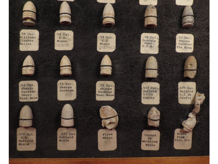 Framed Civil War Bullet Collection Display