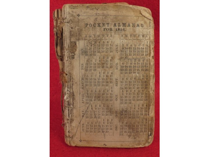 1854 Pocket Almanac & Diary