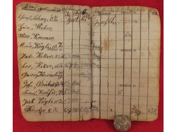 1854 Pocket Almanac & Diary