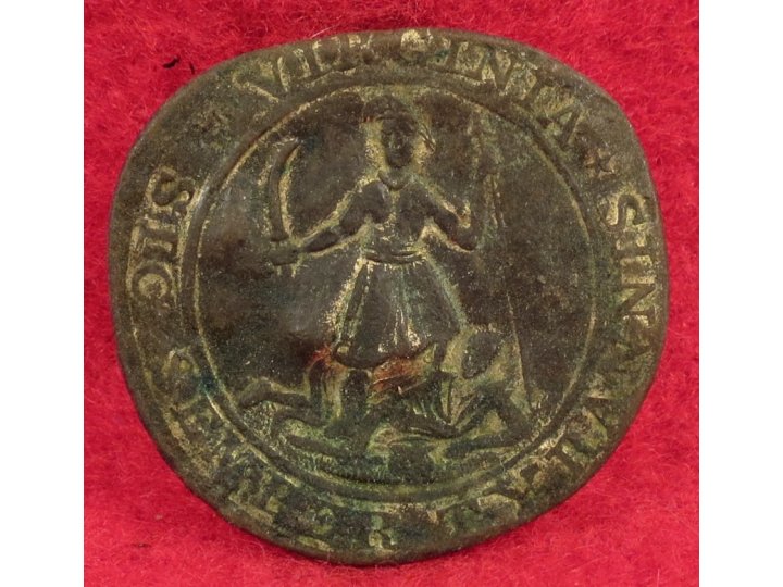 Virginia State Seal Coat Button - Flattened