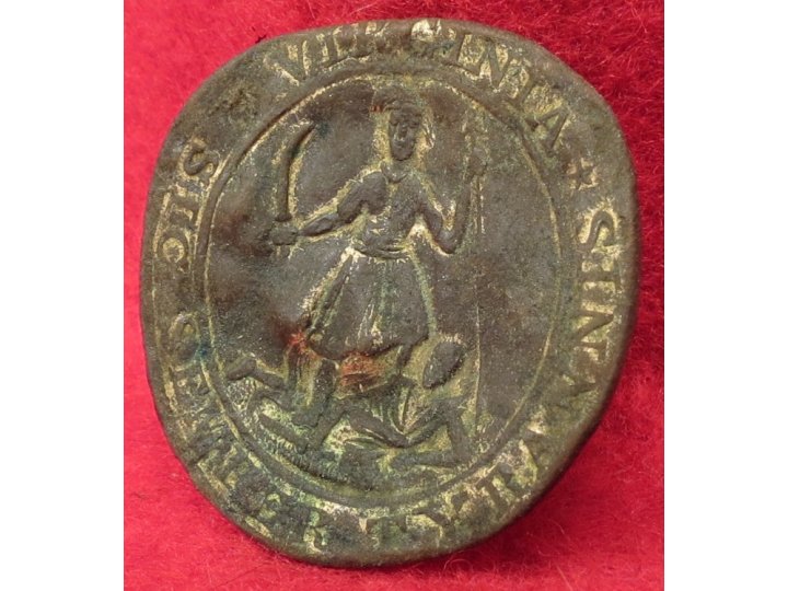 Virginia State Seal Coat Button - Flattened