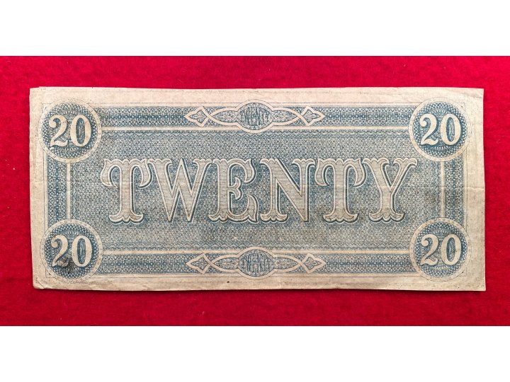 Confederate Twenty Dollar Note - 1864