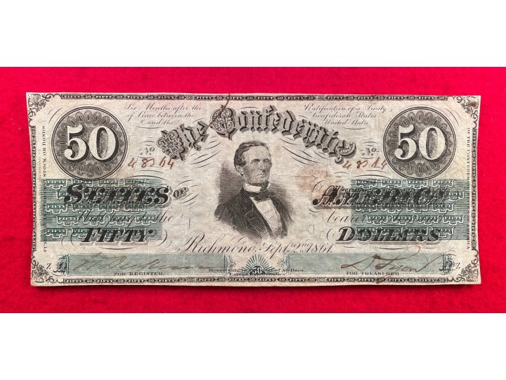 Confederate Fifty Dollar Note - 1861 - CC