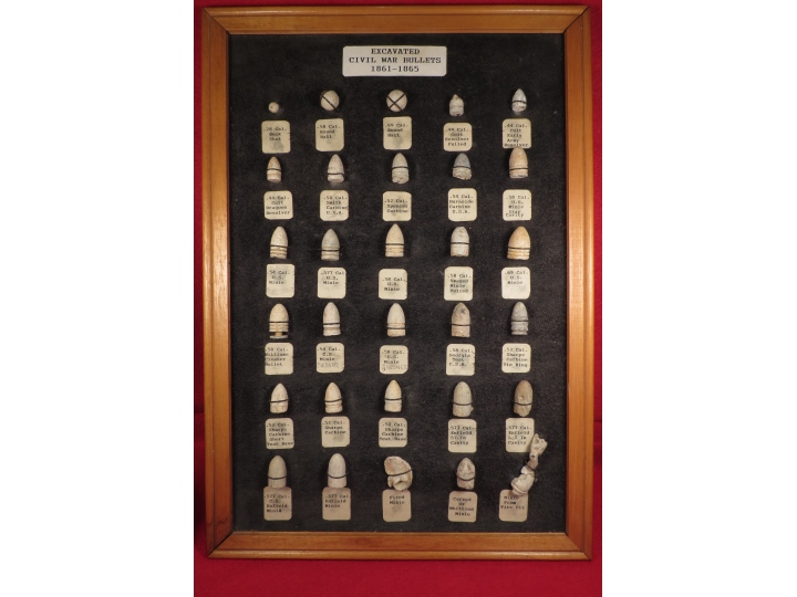 Framed Civil War Bullet Collection Display